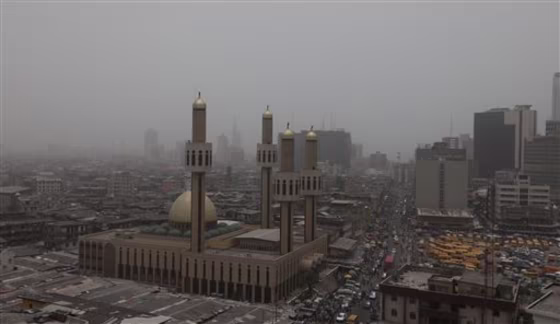 Haze descends on Lagos, Nigeria, on Wednesday.